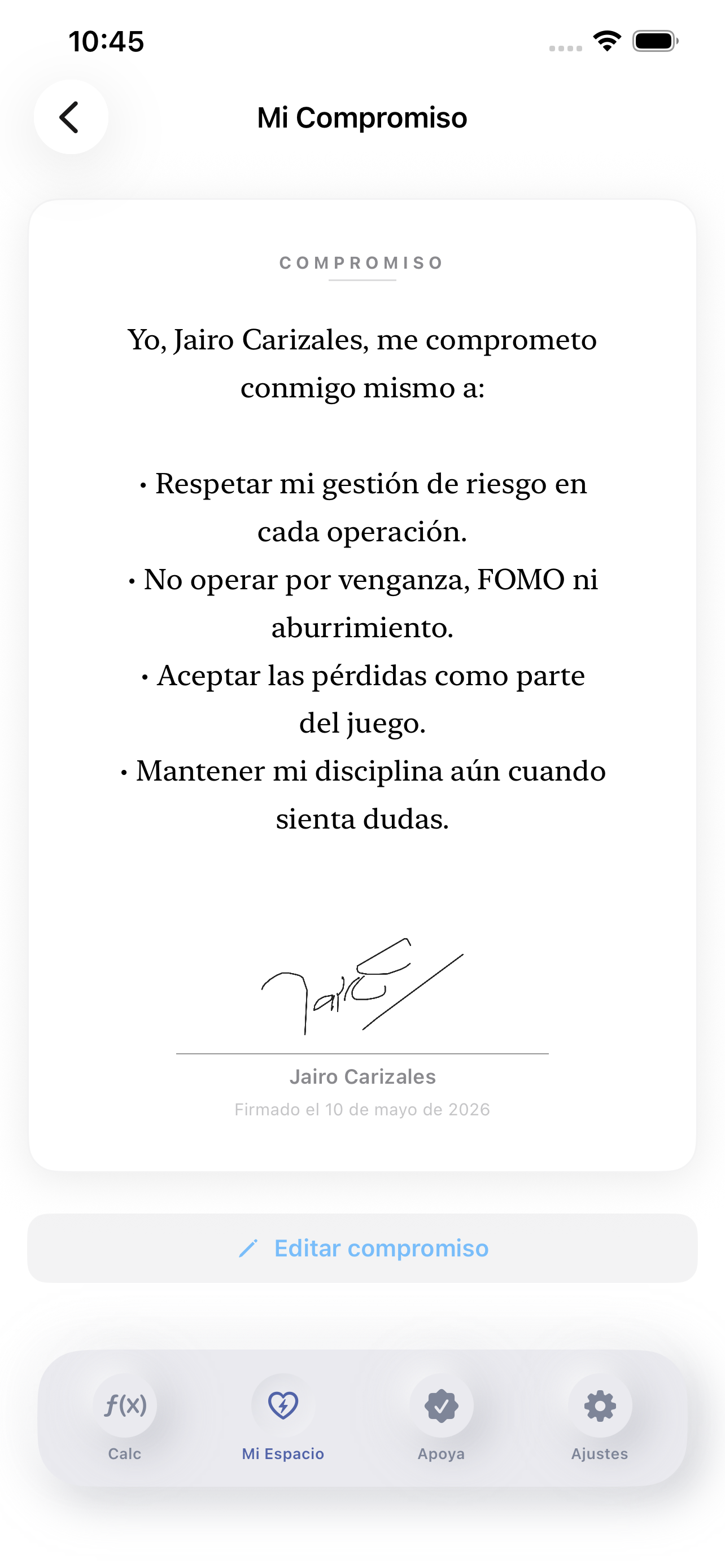 Mi Compromiso firmado